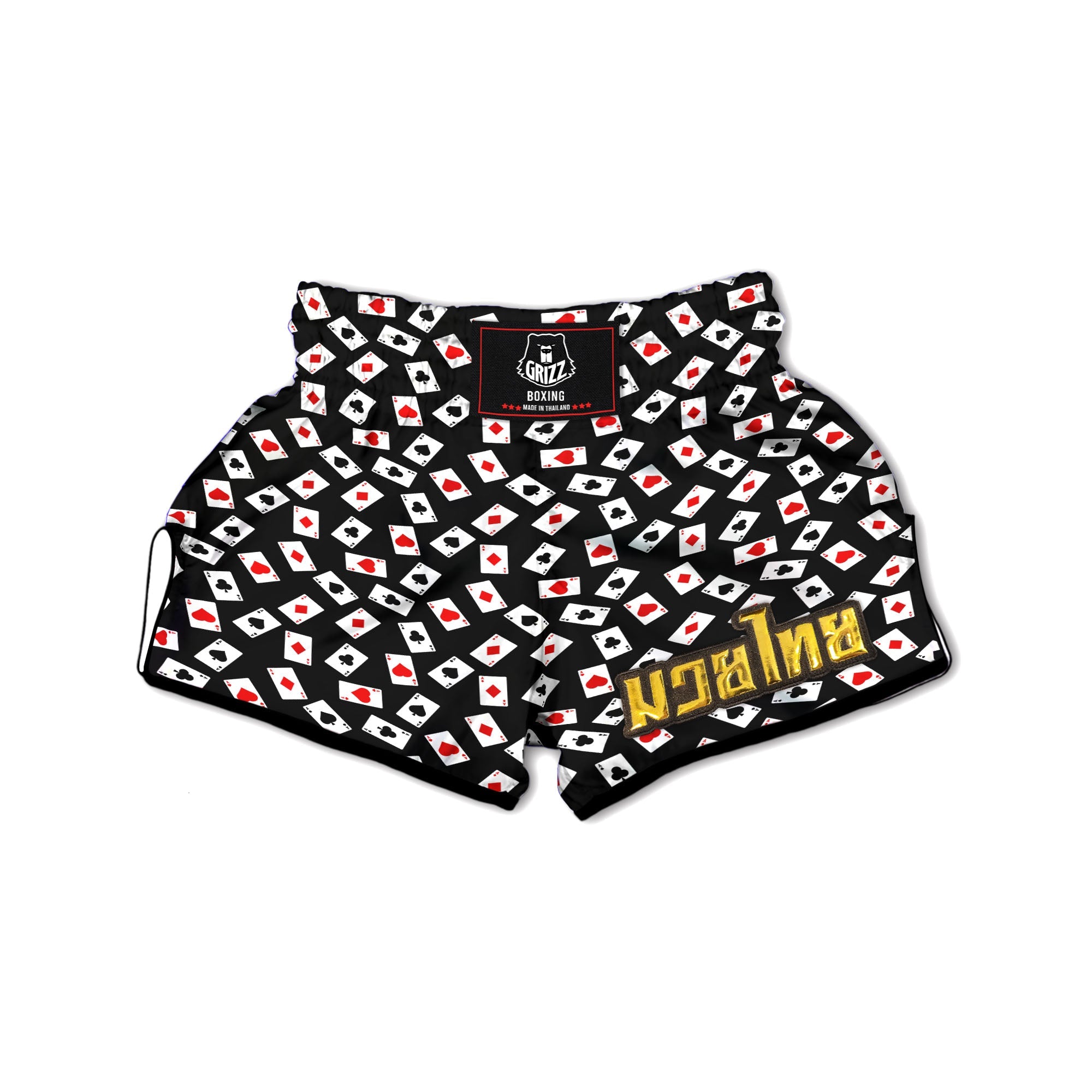 Casino Card Red And Black Print Pattern Muay Thai Boxing Shorts-grizzshop