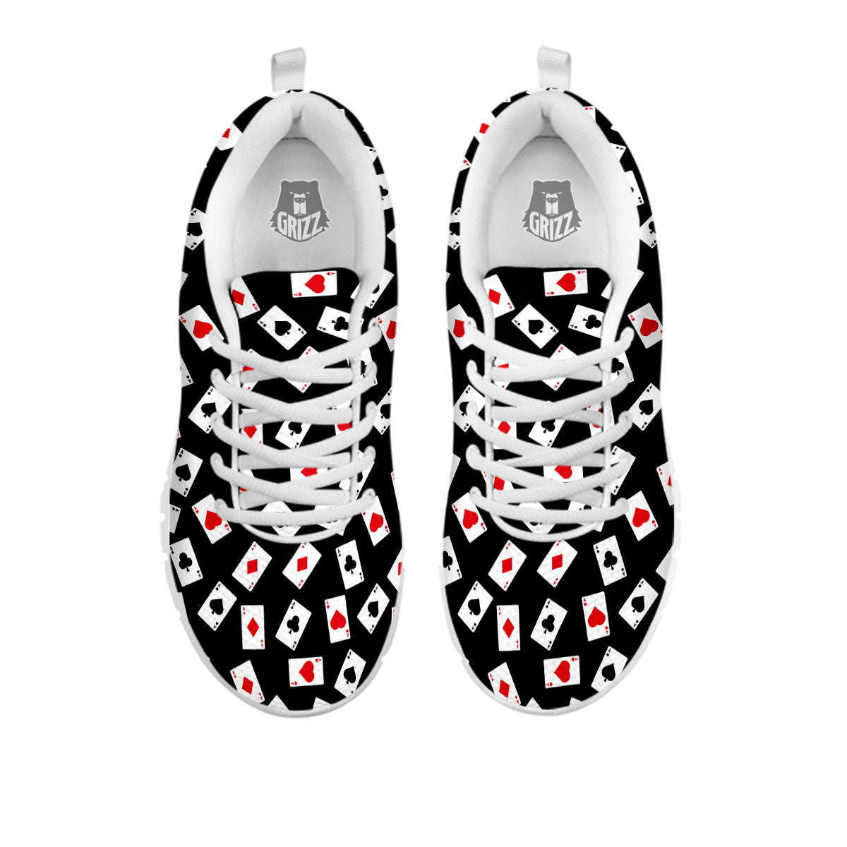 Casino Card Red And Black Print Pattern White Sneaker-grizzshop
