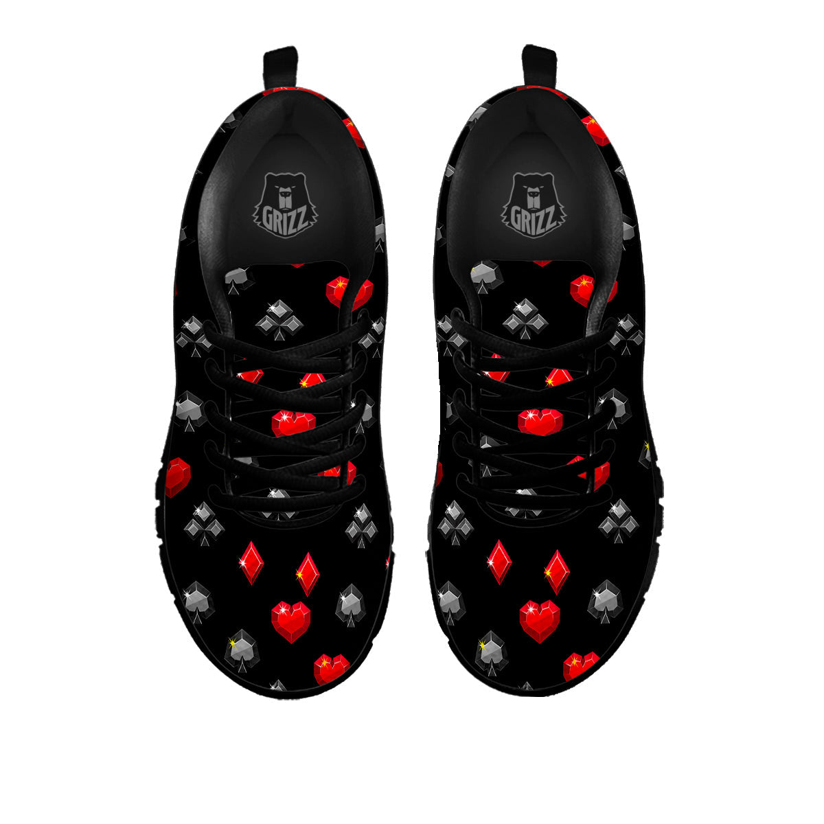 Casino Card Suits Red Black Print Pattern Black Sneaker-grizzshop