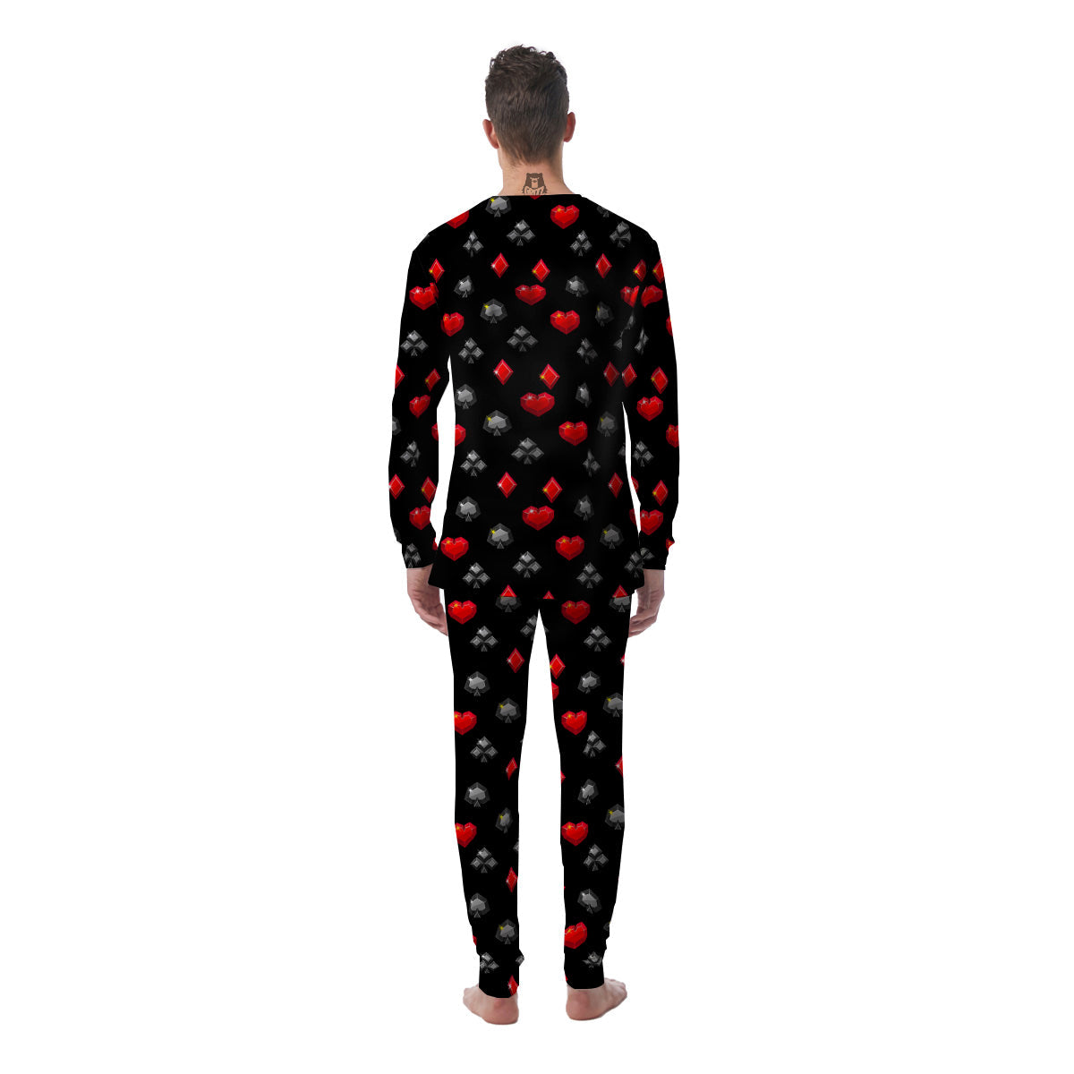 Casino Card Suits Red Black Print Pattern Men's Pajamas-grizzshop