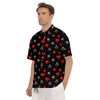 Casino Card Suits Red Black Print Pattern Men's Short Sleeve Shirts-grizzshop