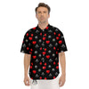 Casino Card Suits Red Black Print Pattern Men's Short Sleeve Shirts-grizzshop