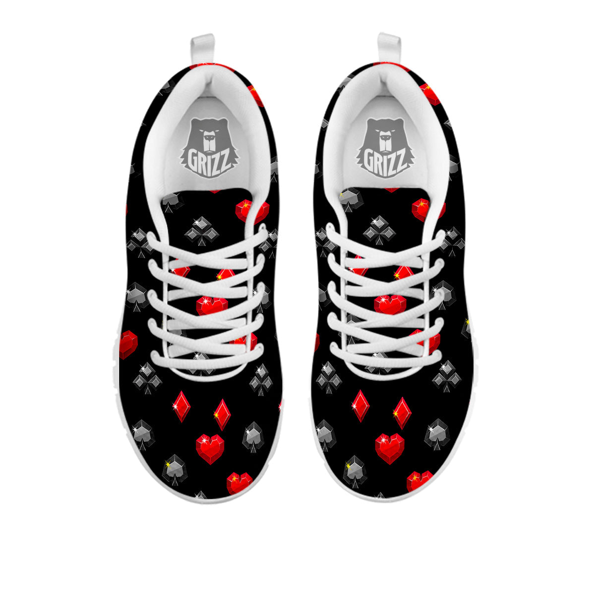 Casino Card Suits Red Black Print Pattern White Sneaker-grizzshop