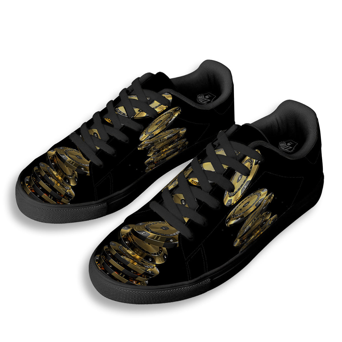 Casino Chips Poker Print Black Low Top Sneakers-grizzshop