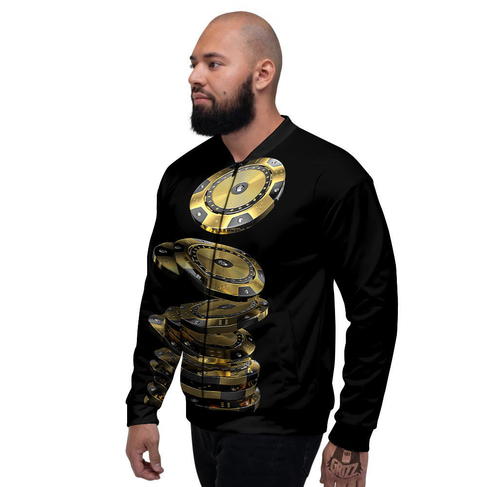 Casino Chips Poker Print Men's Bomber Jacket-grizzshop