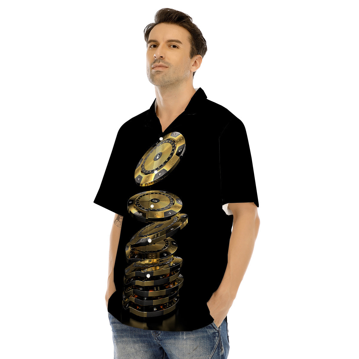 Casino Chips Poker Print Men's Hawaiian Shirt-grizzshop