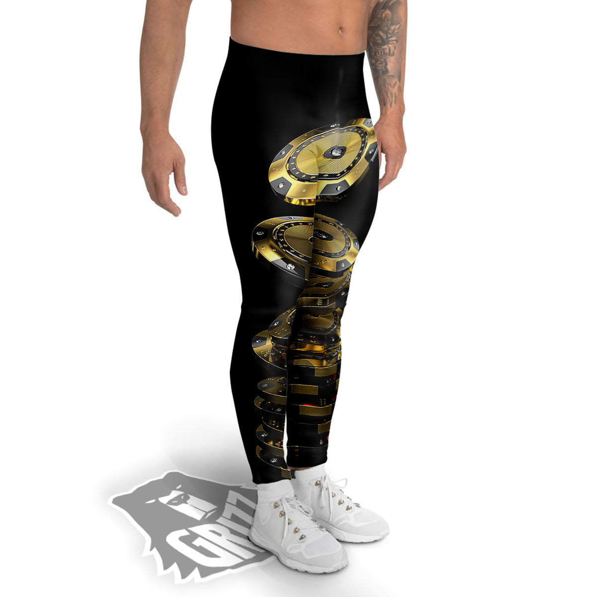 Casino Chips Poker Print Men's Leggings-grizzshop