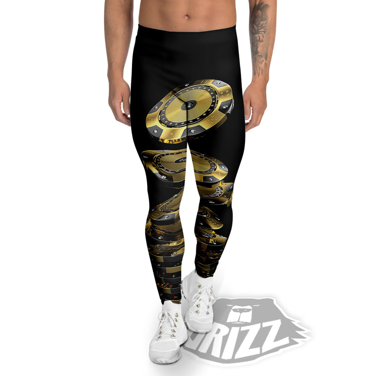 Casino Chips Poker Print Men's Leggings-grizzshop