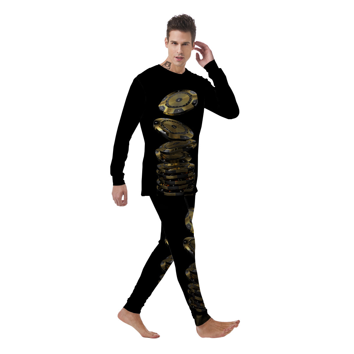 Casino Chips Poker Print Men's Pajamas-grizzshop