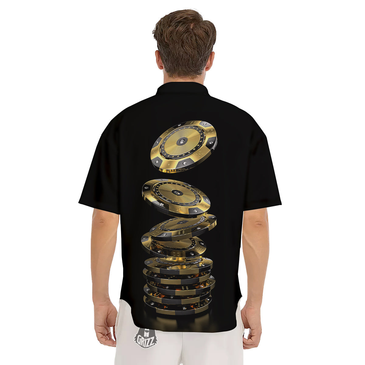 Casino Chips Poker Print Men's Short Sleeve Shirts-grizzshop