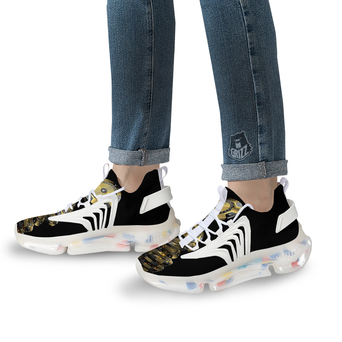 Casino Chips Poker Print White Gym Shoes-grizzshop
