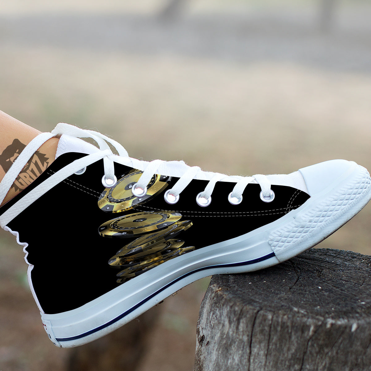 Casino Chips Poker Print White High Top Shoes-grizzshop
