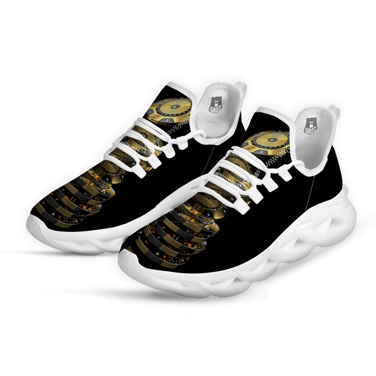 Casino Chips Poker Print White Running Shoes-grizzshop
