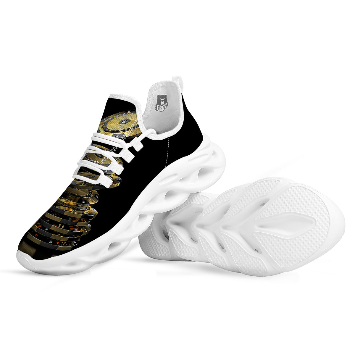 Casino Chips Poker Print White Running Shoes-grizzshop