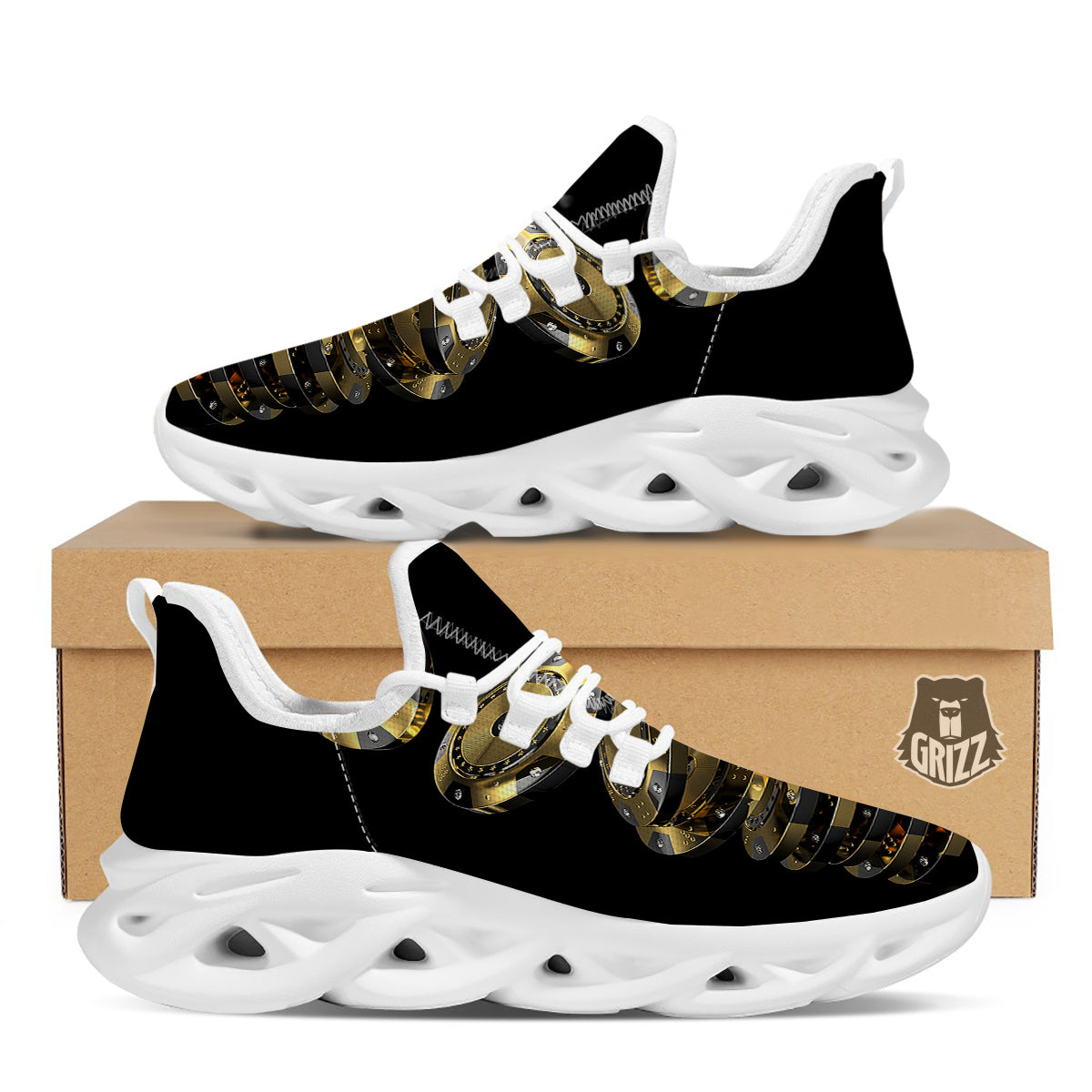 Casino Chips Poker Print White Running Shoes-grizzshop