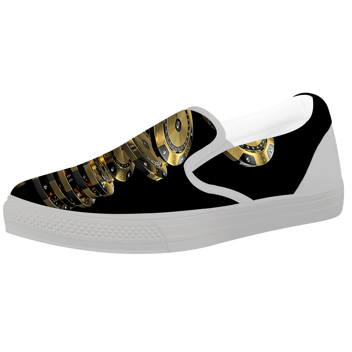 Casino Chips Poker Print White Slip On Shoes-grizzshop
