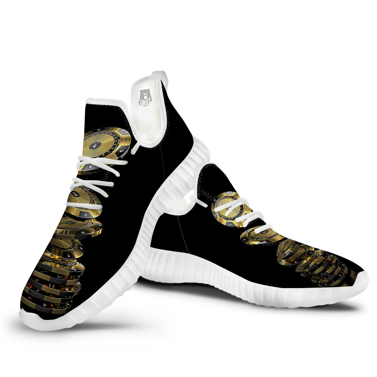 Casino Chips Poker Print White Walking Shoes-grizzshop