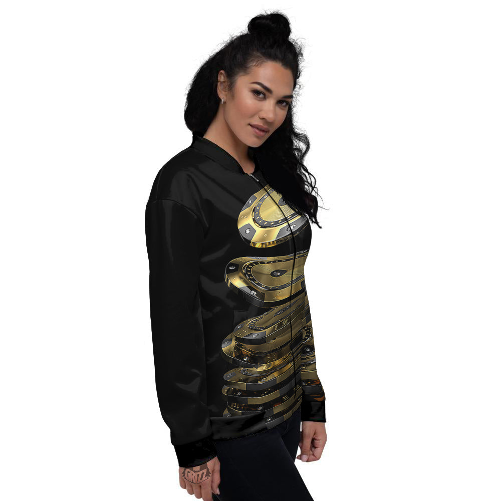 Casino Chips Poker Print Women's Bomber Jacket-grizzshop
