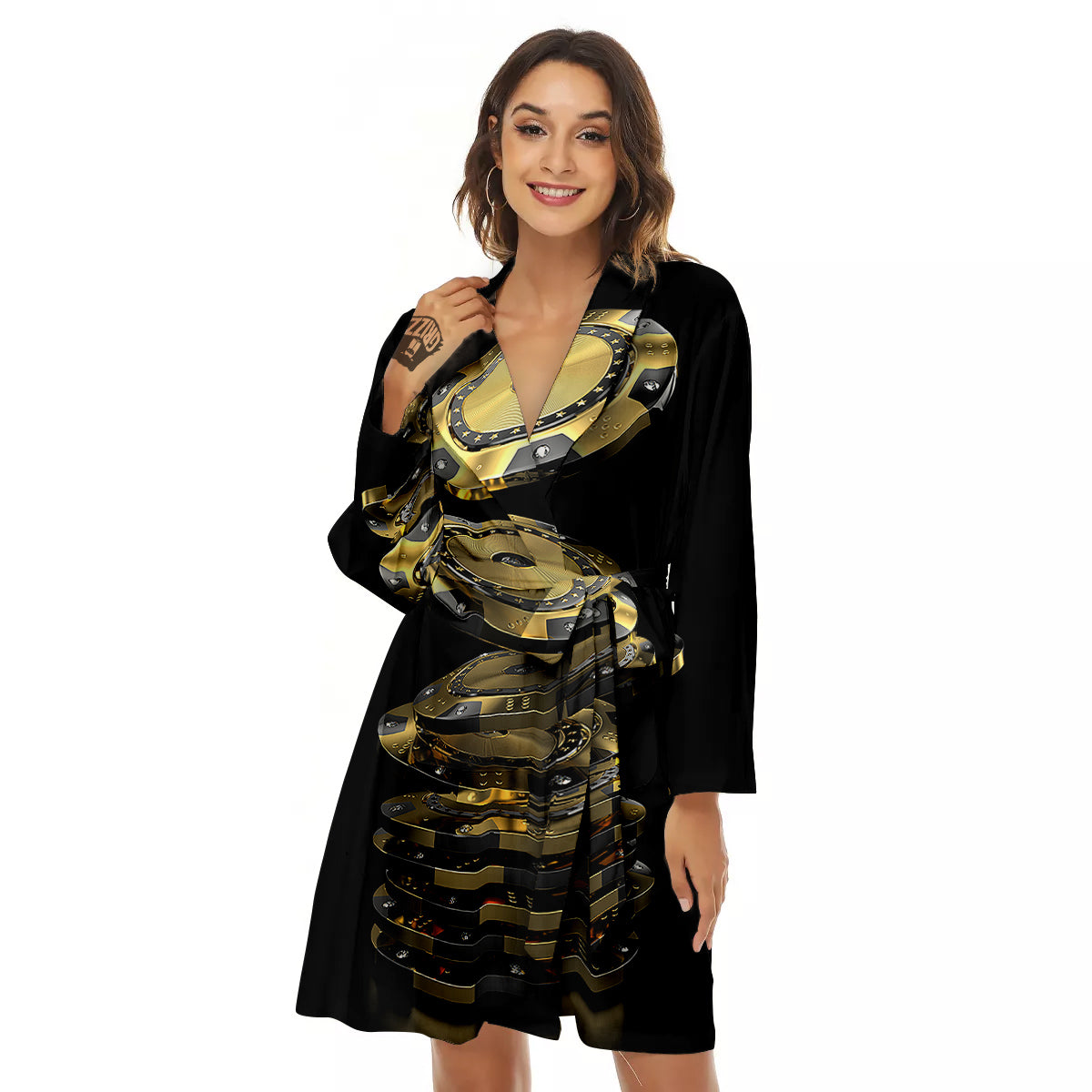 Casino Chips Poker Print Women's Robe-grizzshop