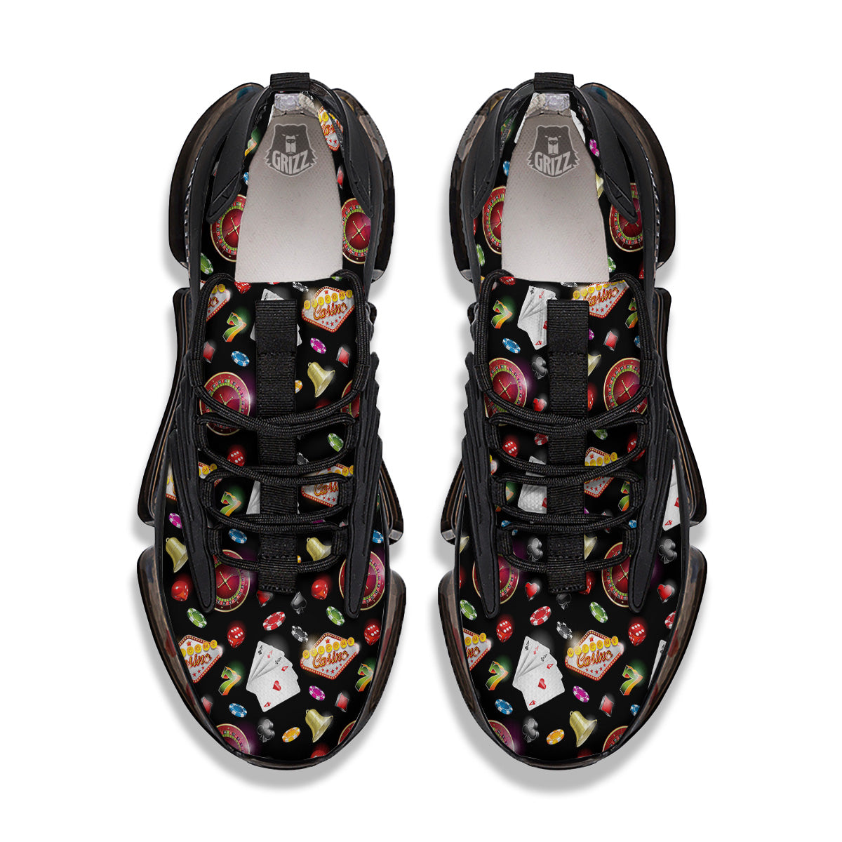 Casino Colorful Entertainments Print Pattern Black Gym Shoes-grizzshop