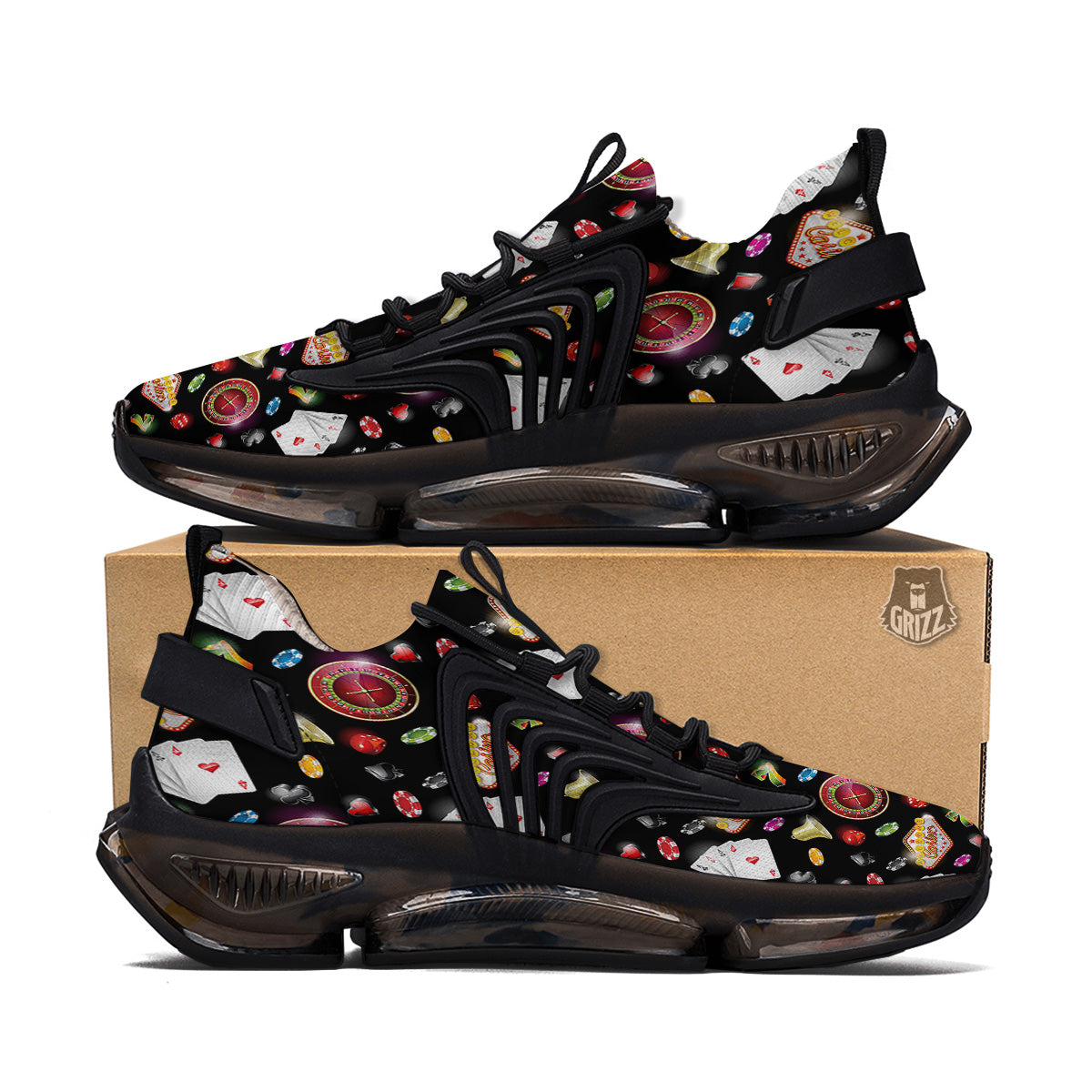 Casino Colorful Entertainments Print Pattern Black Gym Shoes-grizzshop
