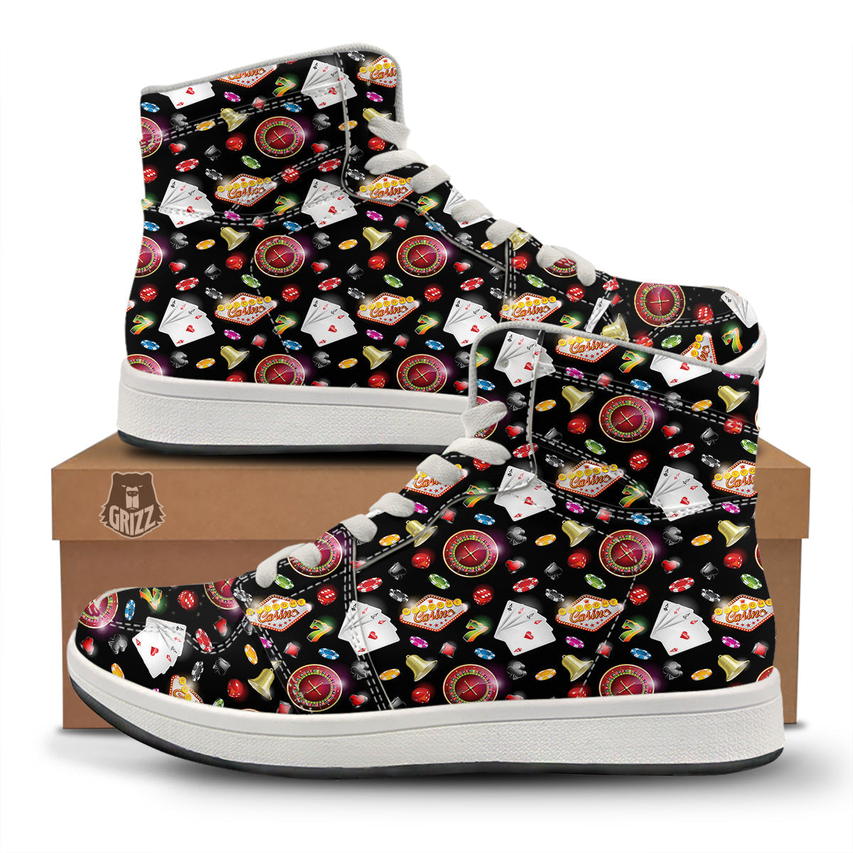 Casino Colorful Entertainments Print Pattern High Top Sneakers-grizzshop