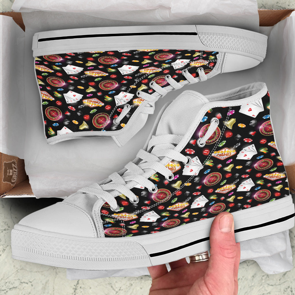 Casino Colorful Entertainments Print Pattern White High Top Shoes-grizzshop