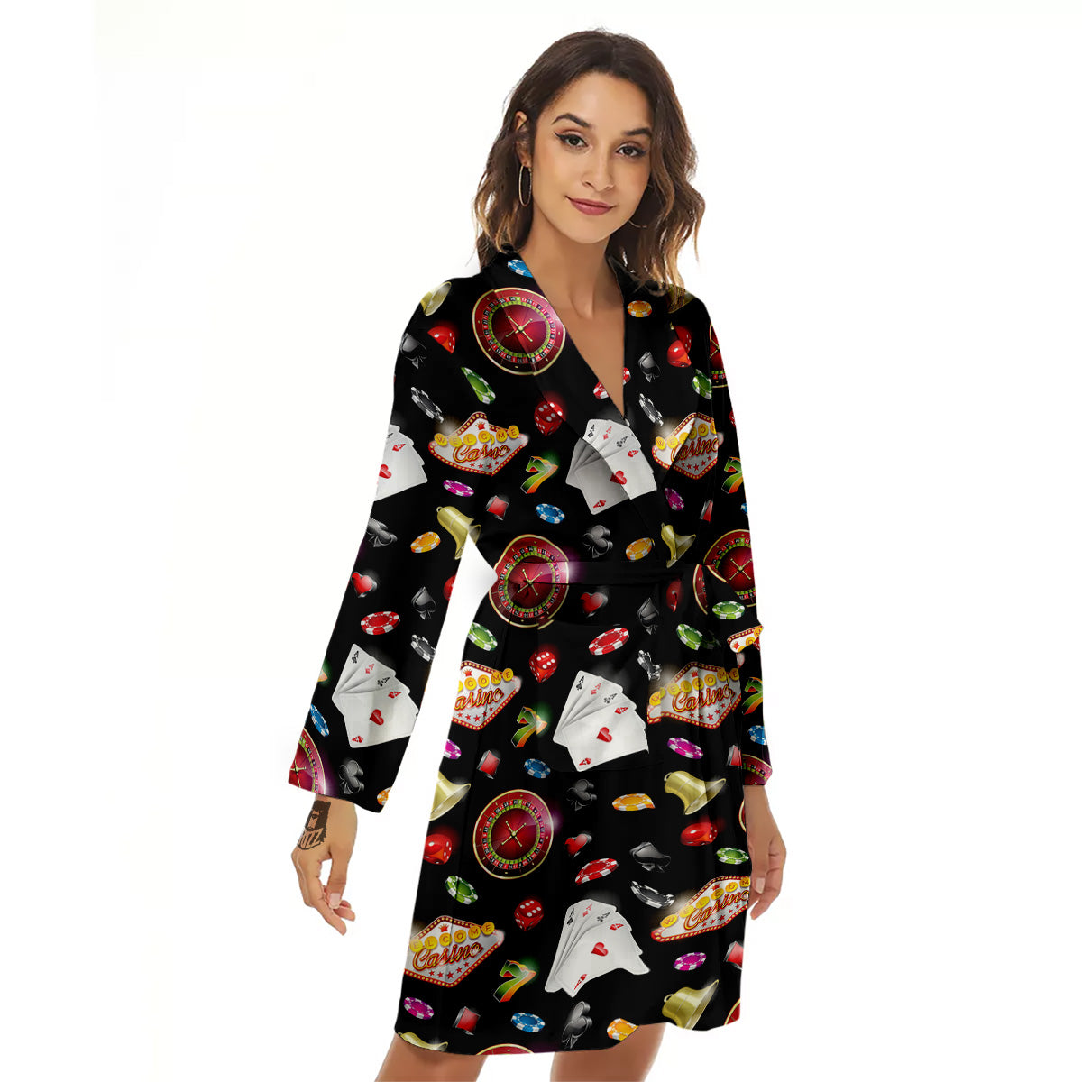 Casino Colorful Entertainments Print Pattern Women's Robe-grizzshop