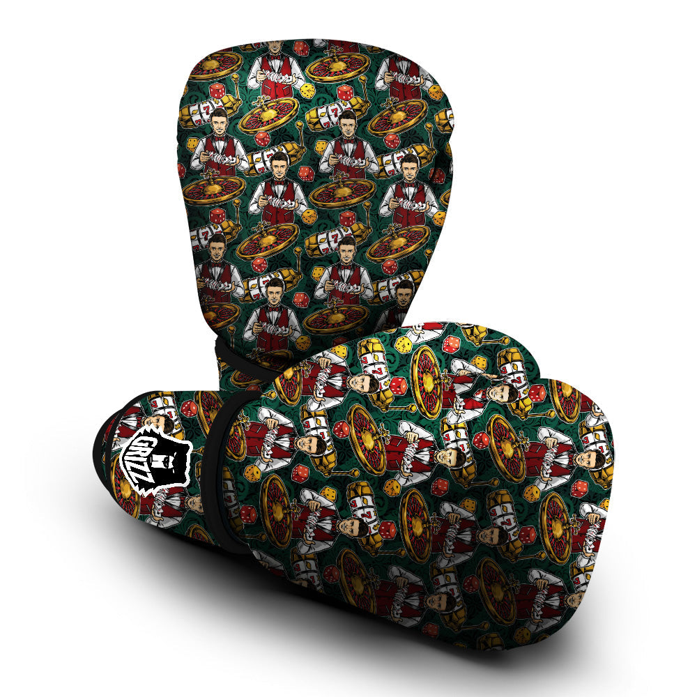 Casino Croupier And Slot Machine Print Pattern Boxing Gloves-grizzshop