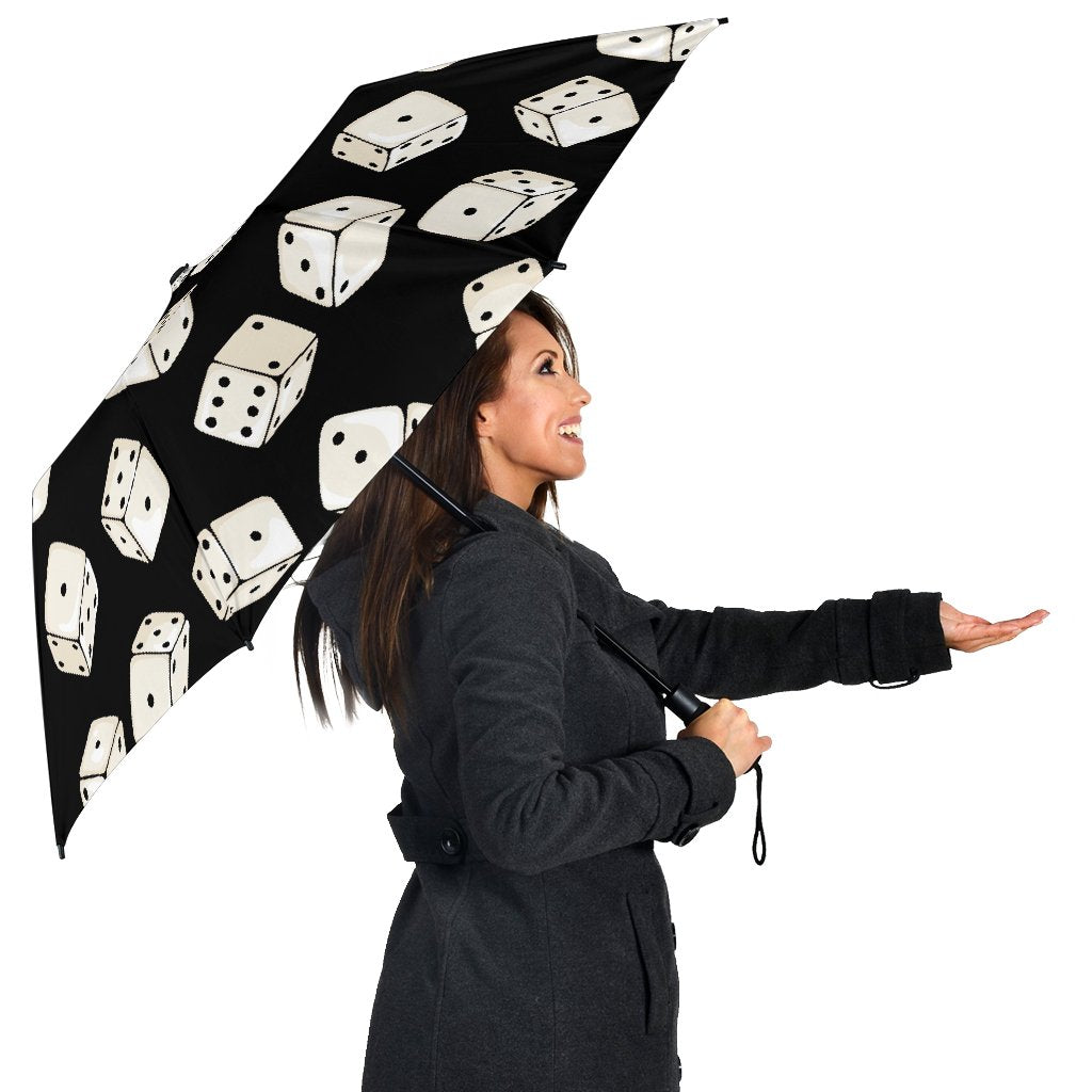 Casino Dice Pattern Print Automatic Foldable Umbrella-grizzshop