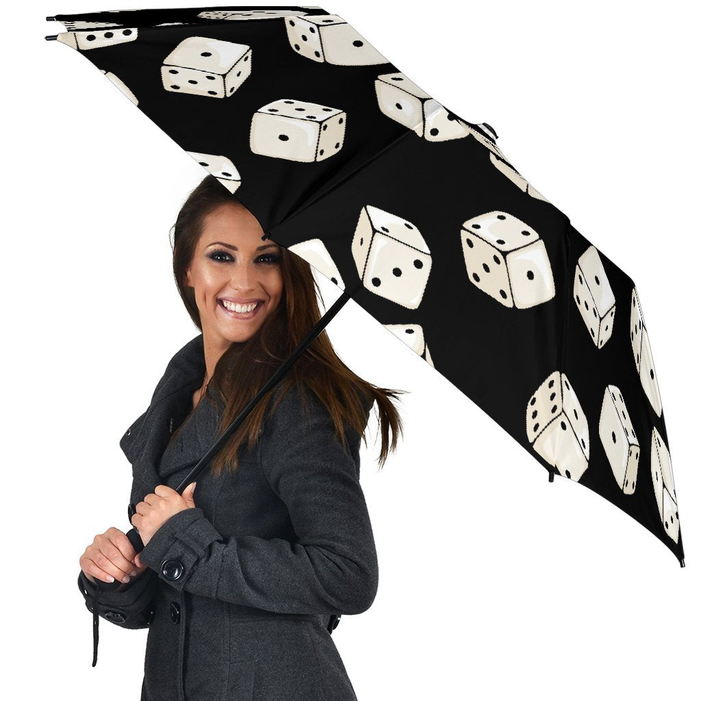 Casino Dice Pattern Print Automatic Foldable Umbrella-grizzshop