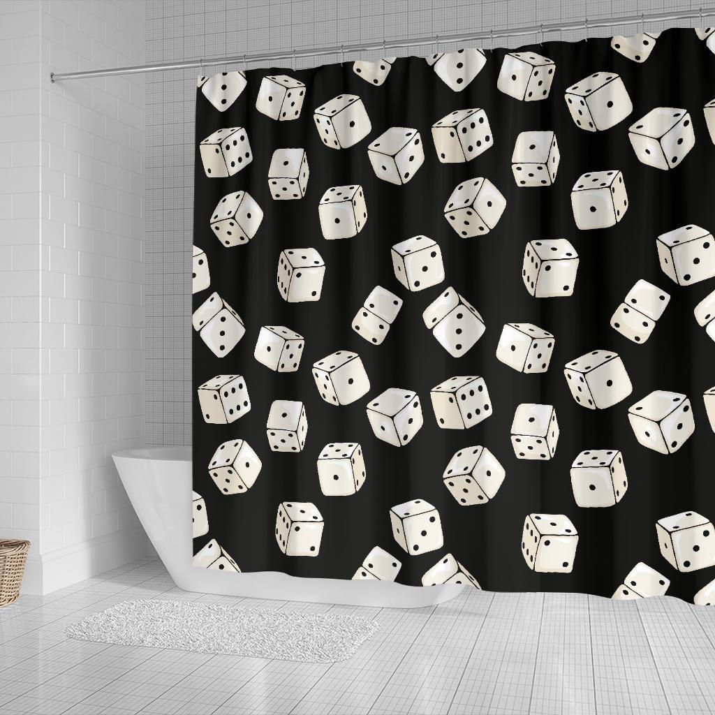 Casino Dice Pattern Print Bathroom Shower Curtain-grizzshop