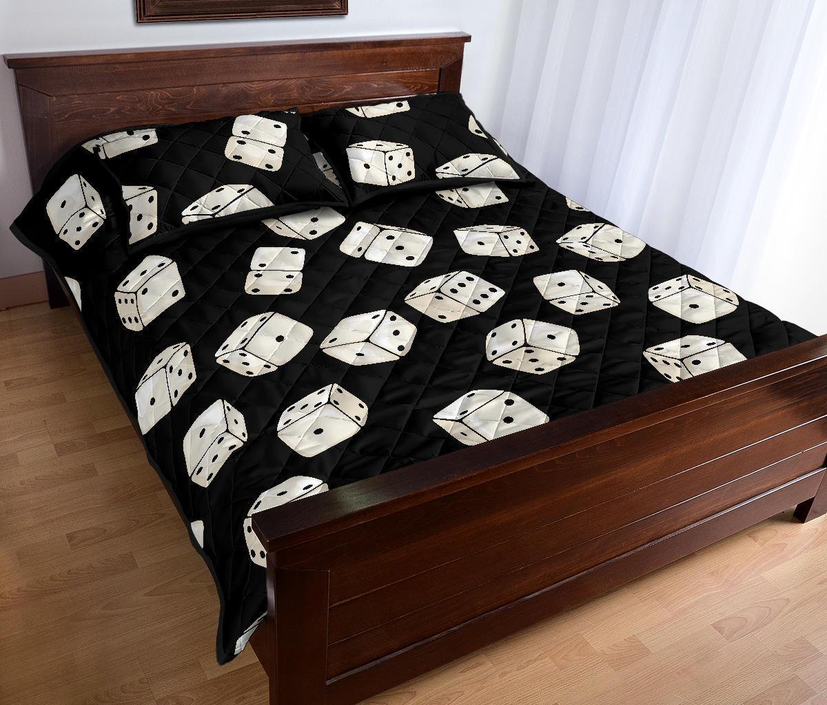 Casino Dice Pattern Print Bed Set Quilt-grizzshop