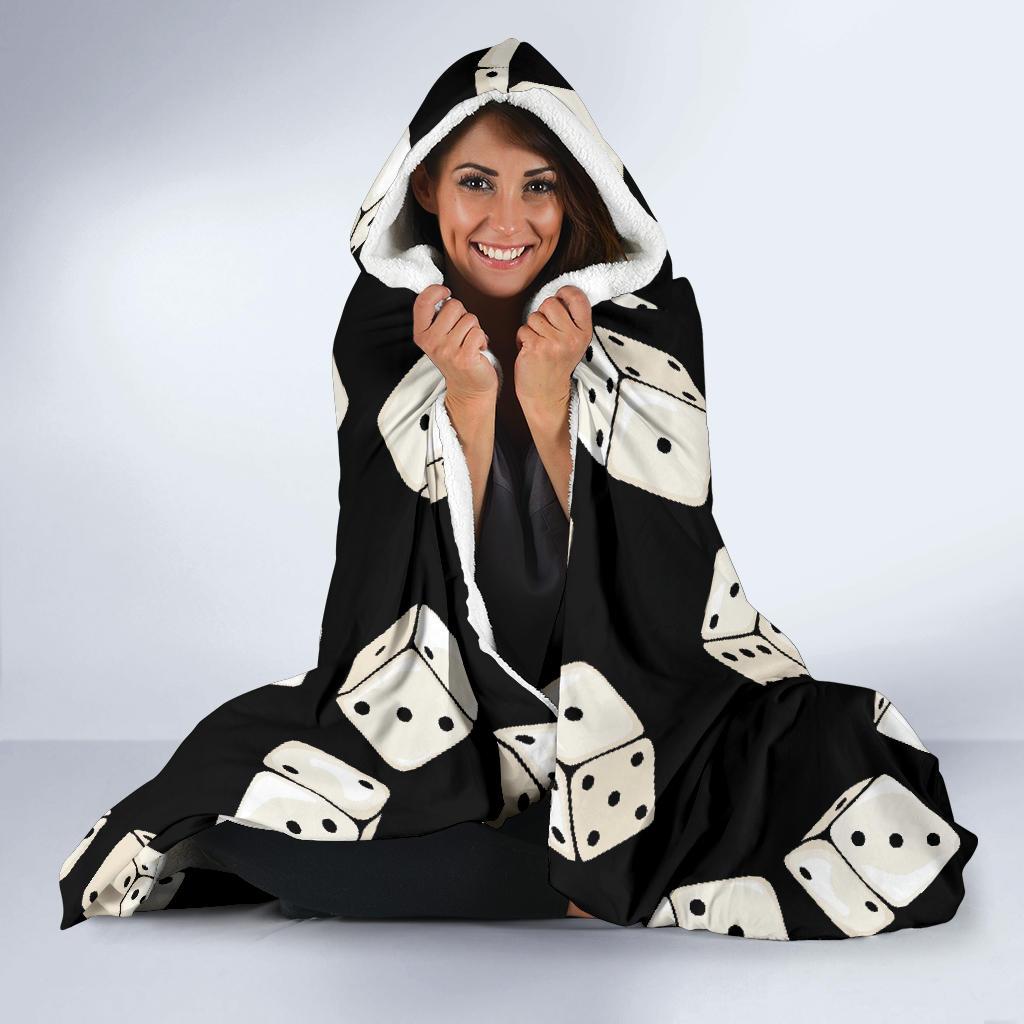Casino Dice Pattern Print Hooded Blanket-grizzshop