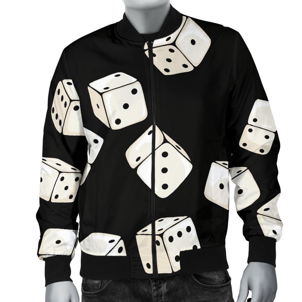 Casino Dice Pattern Print Men's Bomber Jacket-grizzshop