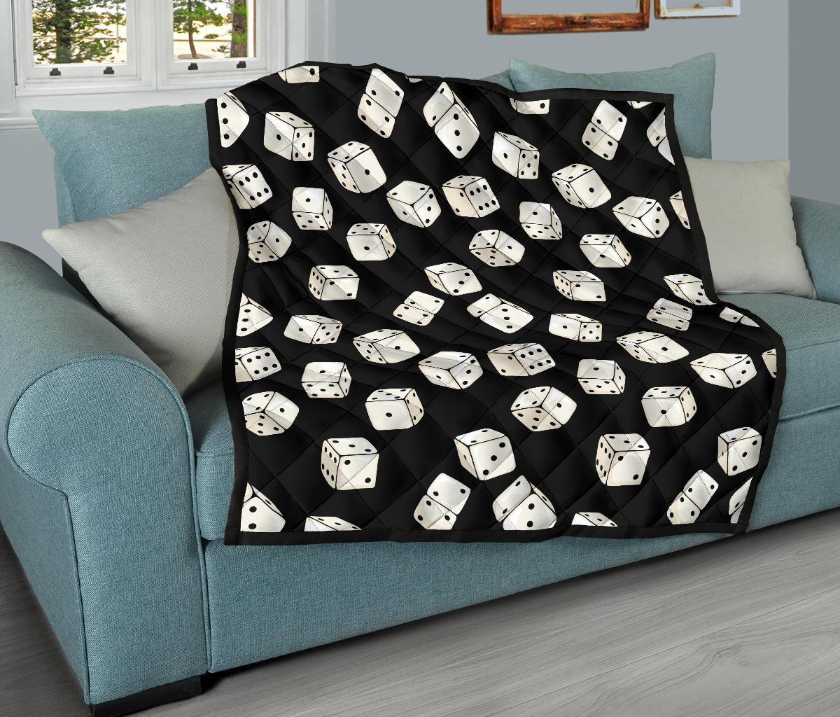 Casino Dice Pattern Print Quilt-grizzshop