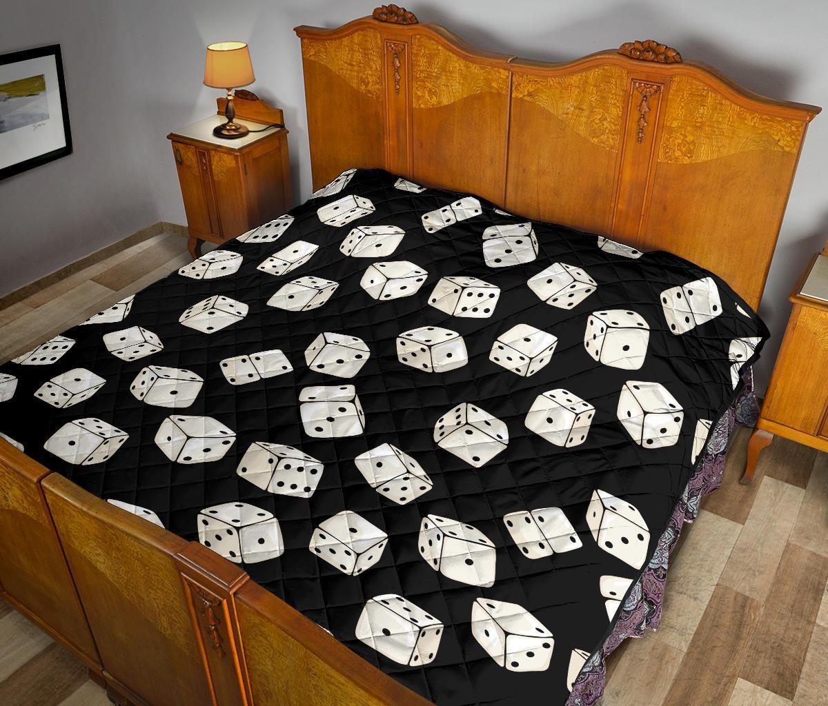 Casino Dice Pattern Print Quilt-grizzshop