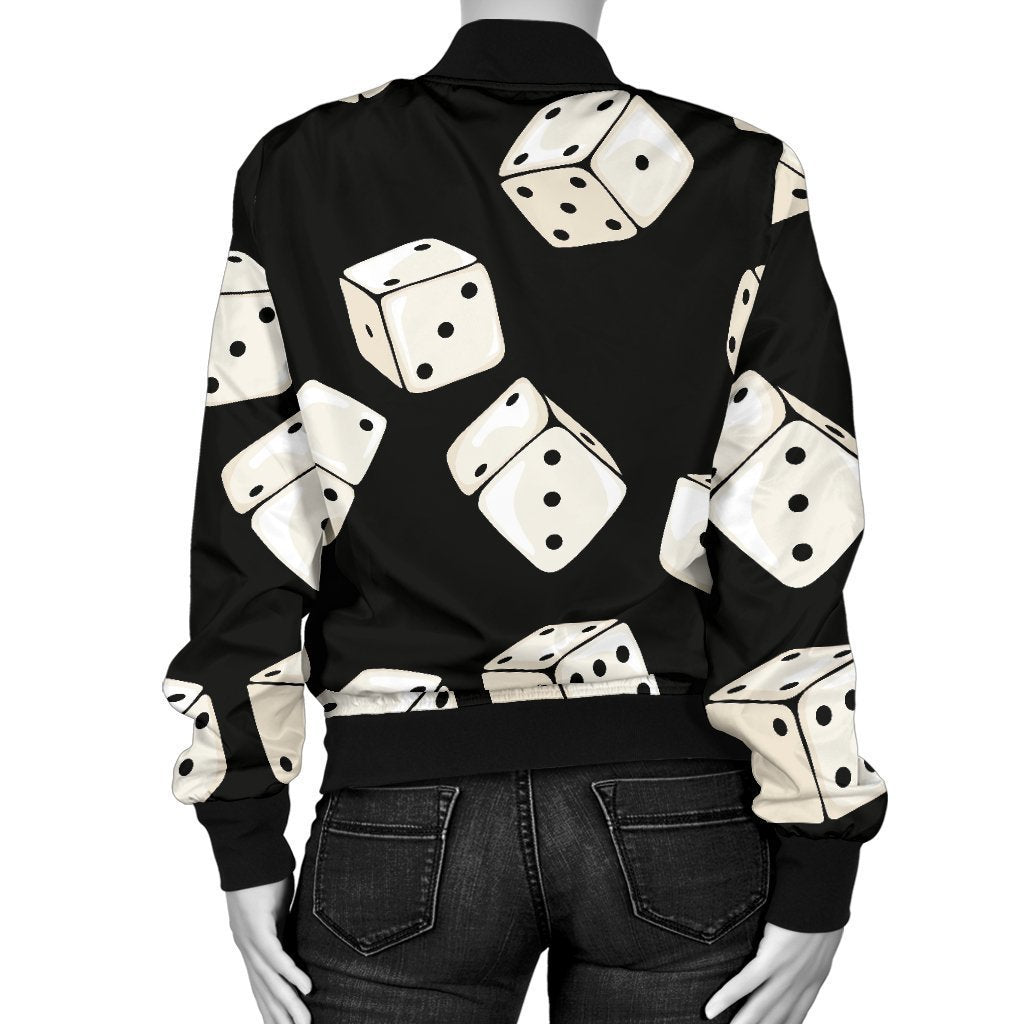Casino Dice Pattern Print Women Casual Bomber Jacket-grizzshop
