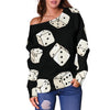 Casino Dice Pattern Print Women Off Shoulder Sweatshirt-grizzshop