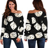 Casino Dice Pattern Print Women Off Shoulder Sweatshirt-grizzshop