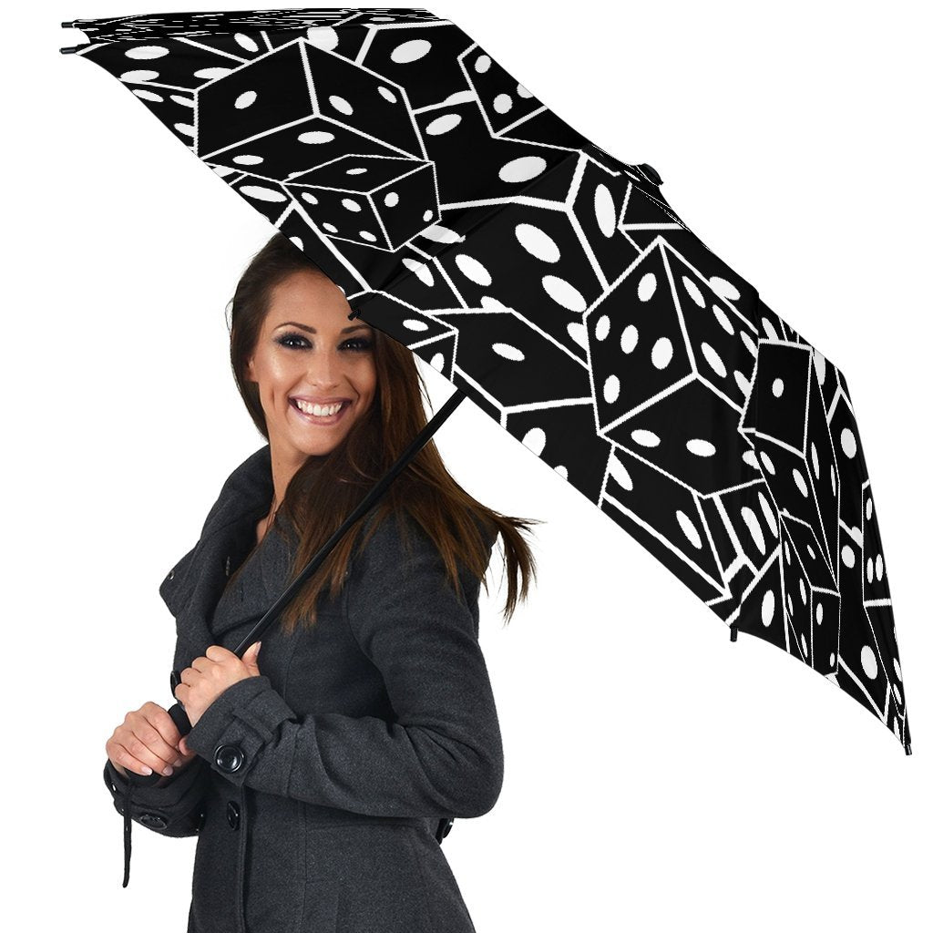 Casino Dice Print Pattern Automatic Foldable Umbrella-grizzshop