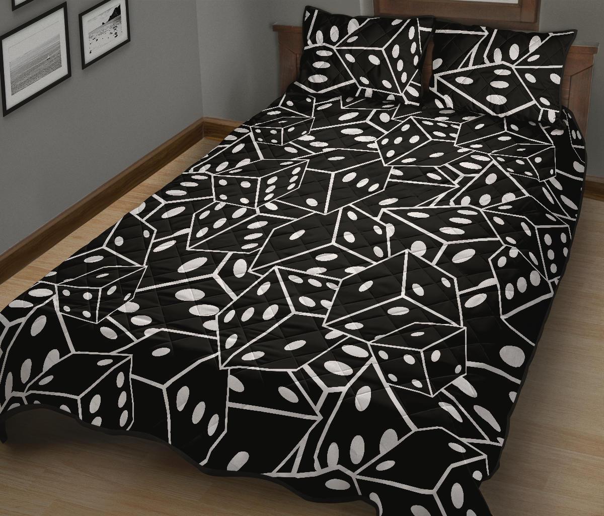 Casino Dice Print Pattern Bed Set Quilt-grizzshop
