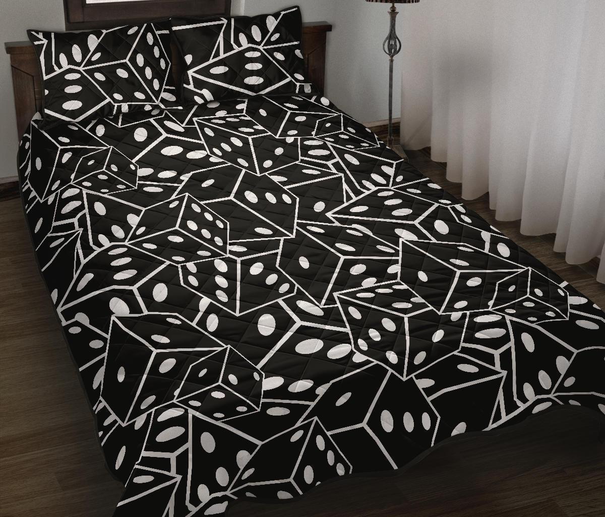 Casino Dice Print Pattern Bed Set Quilt-grizzshop