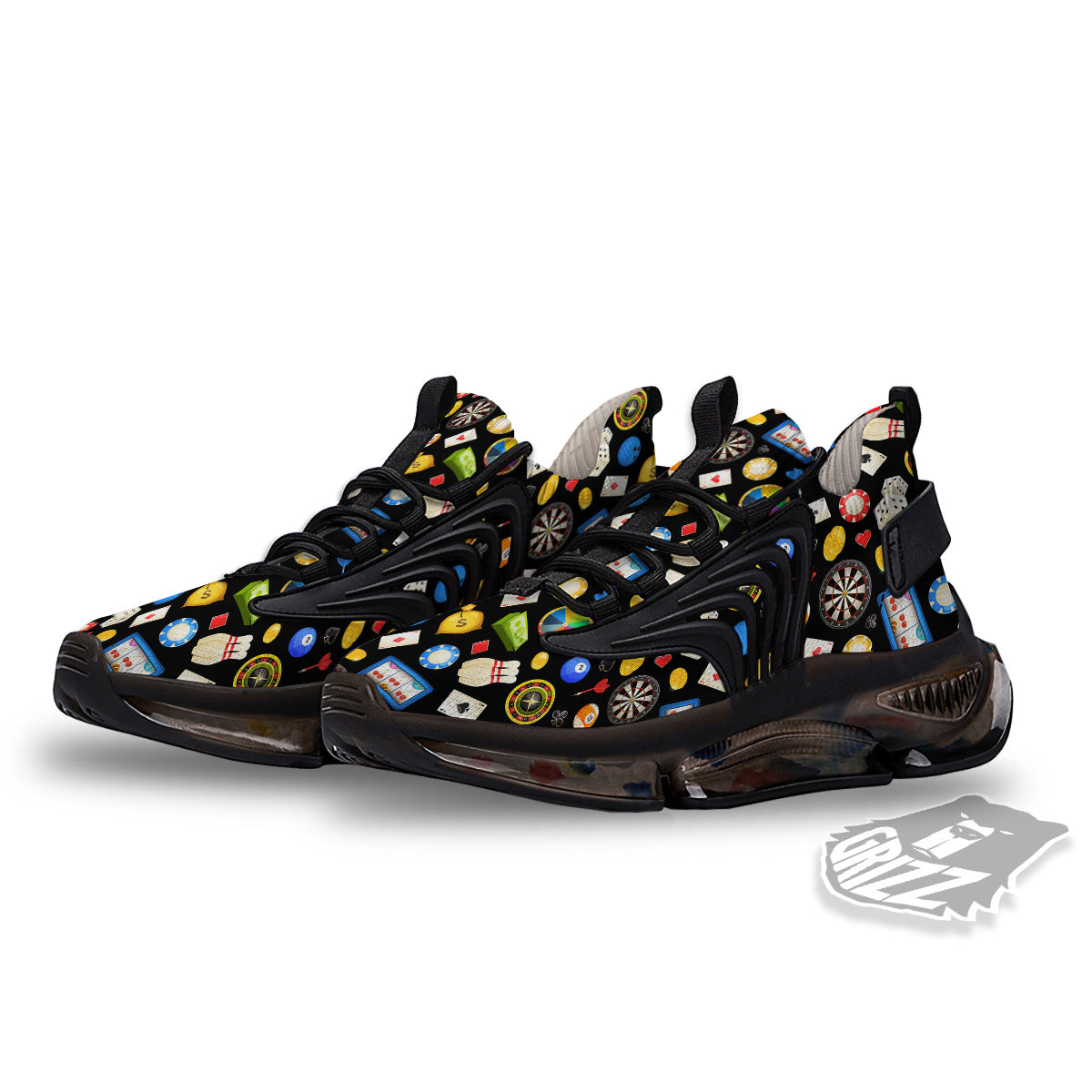 Casino Entertainments Print Pattern Black Gym Shoes-grizzshop