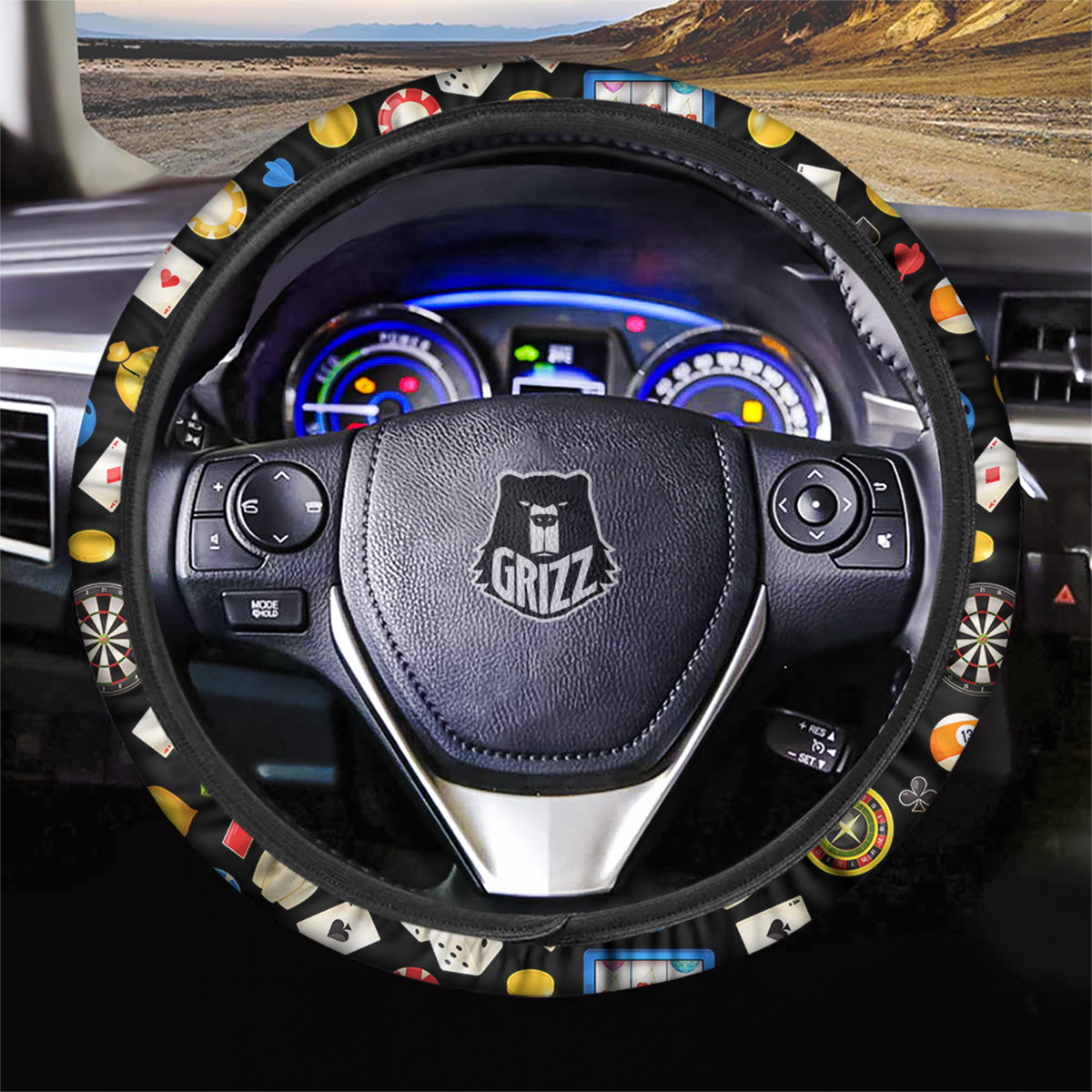 Casino Entertainments Print Pattern Car Steering Wheel Cover-grizzshop