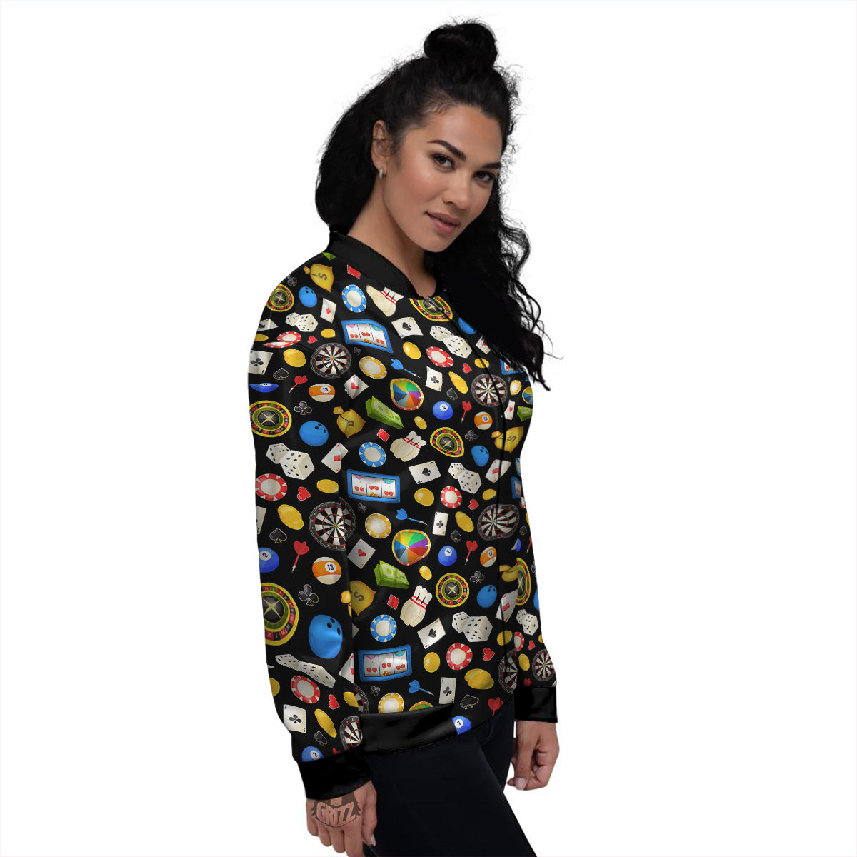 Casino Entertainments Print Pattern Women's Bomber Jacket-grizzshop