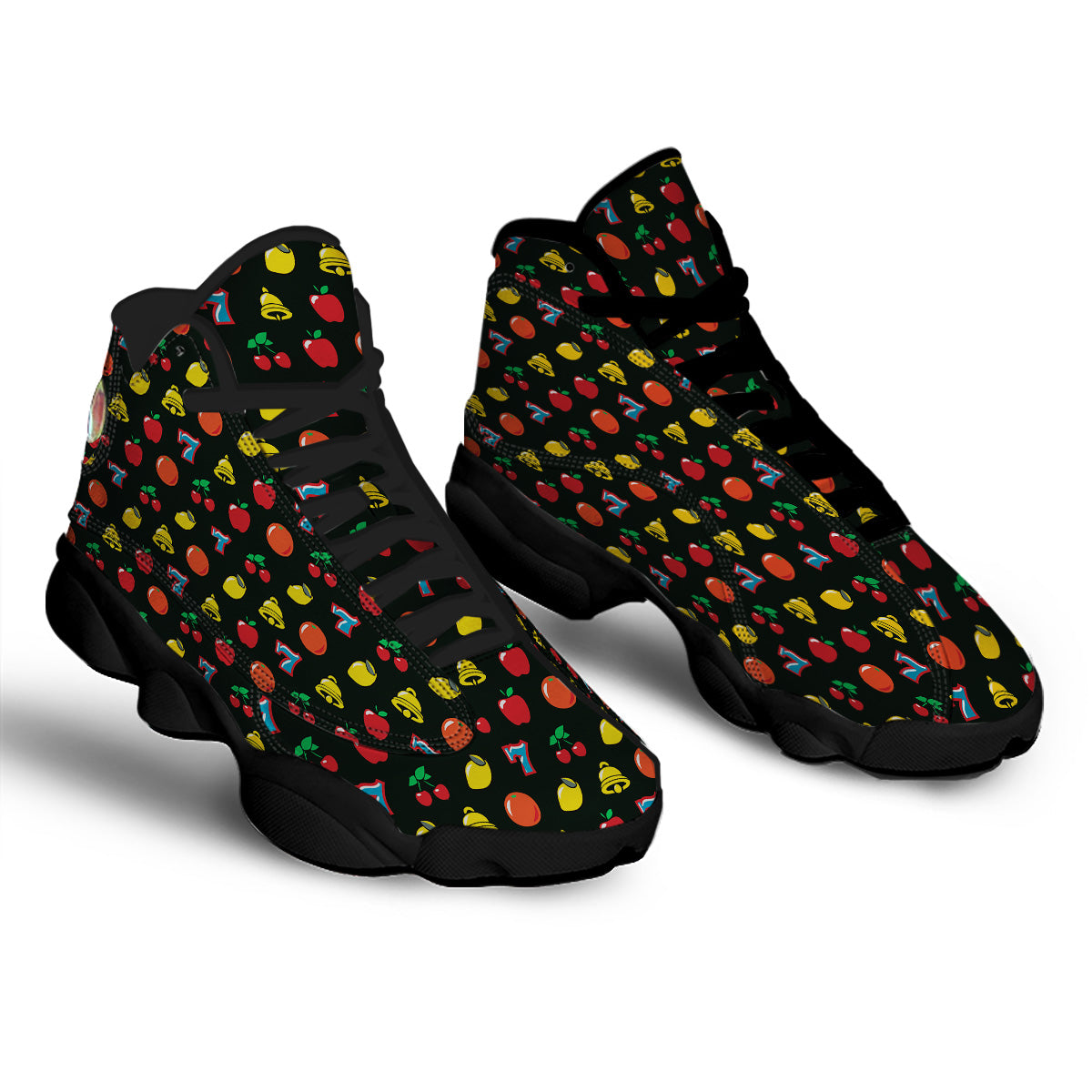 Casino Lucky Sevens Print Pattern Black Basketball Shoes-grizzshop