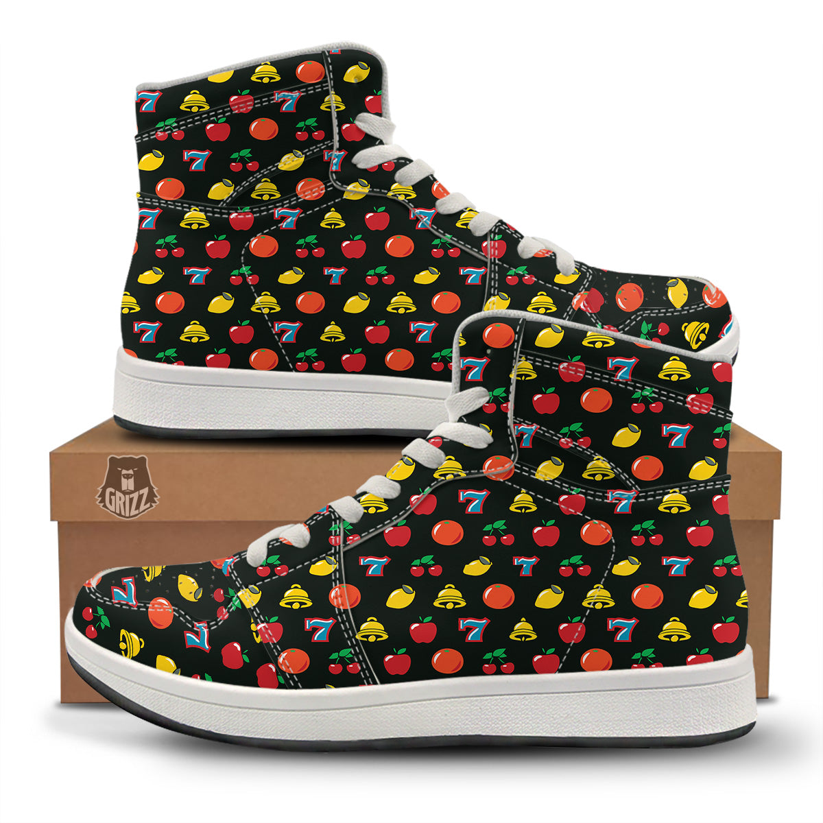 Casino Lucky Sevens Print Pattern High Top Sneakers-grizzshop