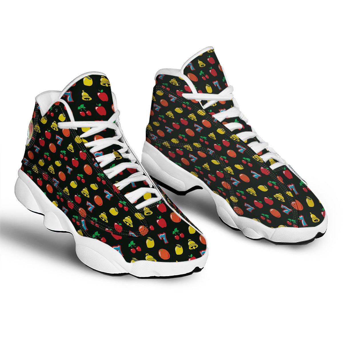 Casino Lucky Sevens Print Pattern White Basketball Shoes-grizzshop