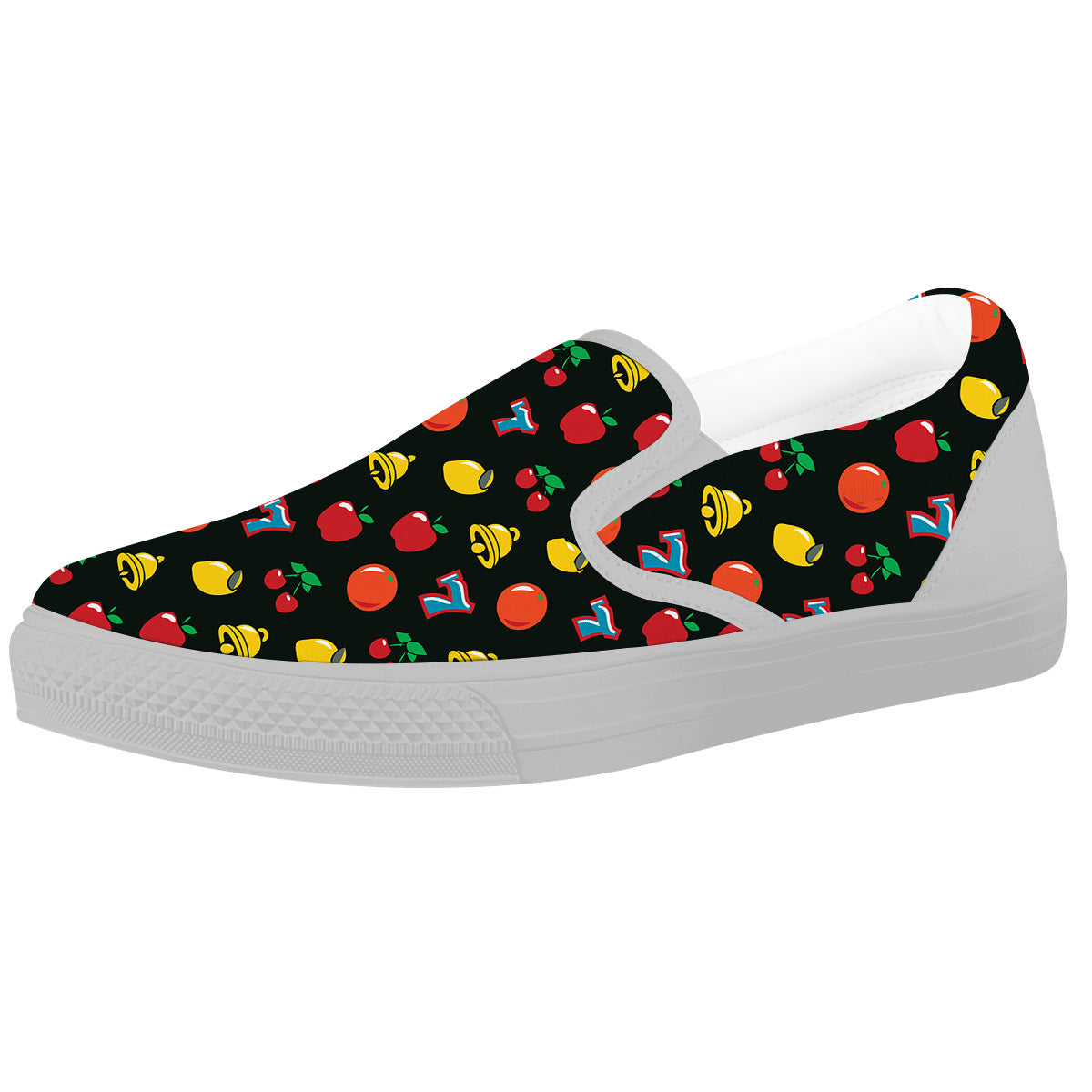 Casino Lucky Sevens Print Pattern White Slip On Shoes-grizzshop